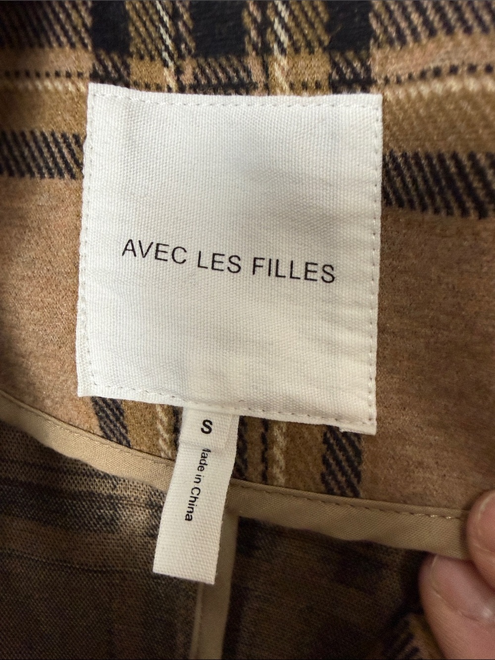 Anthropologie | Avec Les Filles Brown Double Breasted Knit Plaid Blazer Small - Picture 9 of 12